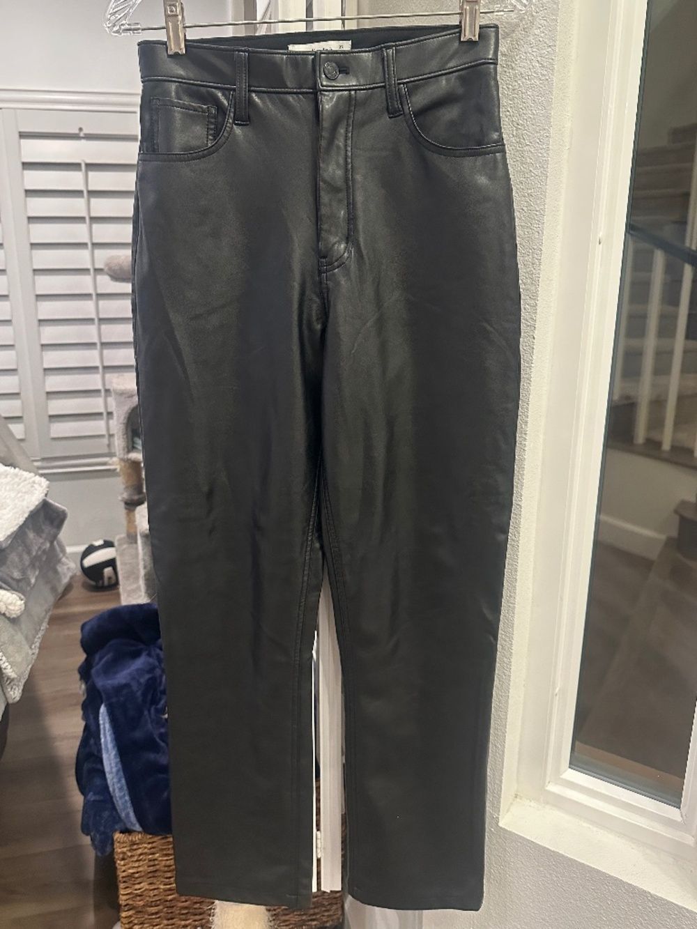Abercrombie & Fitch Black Faux Leather Straight Jeans Size 27 (Size 4)